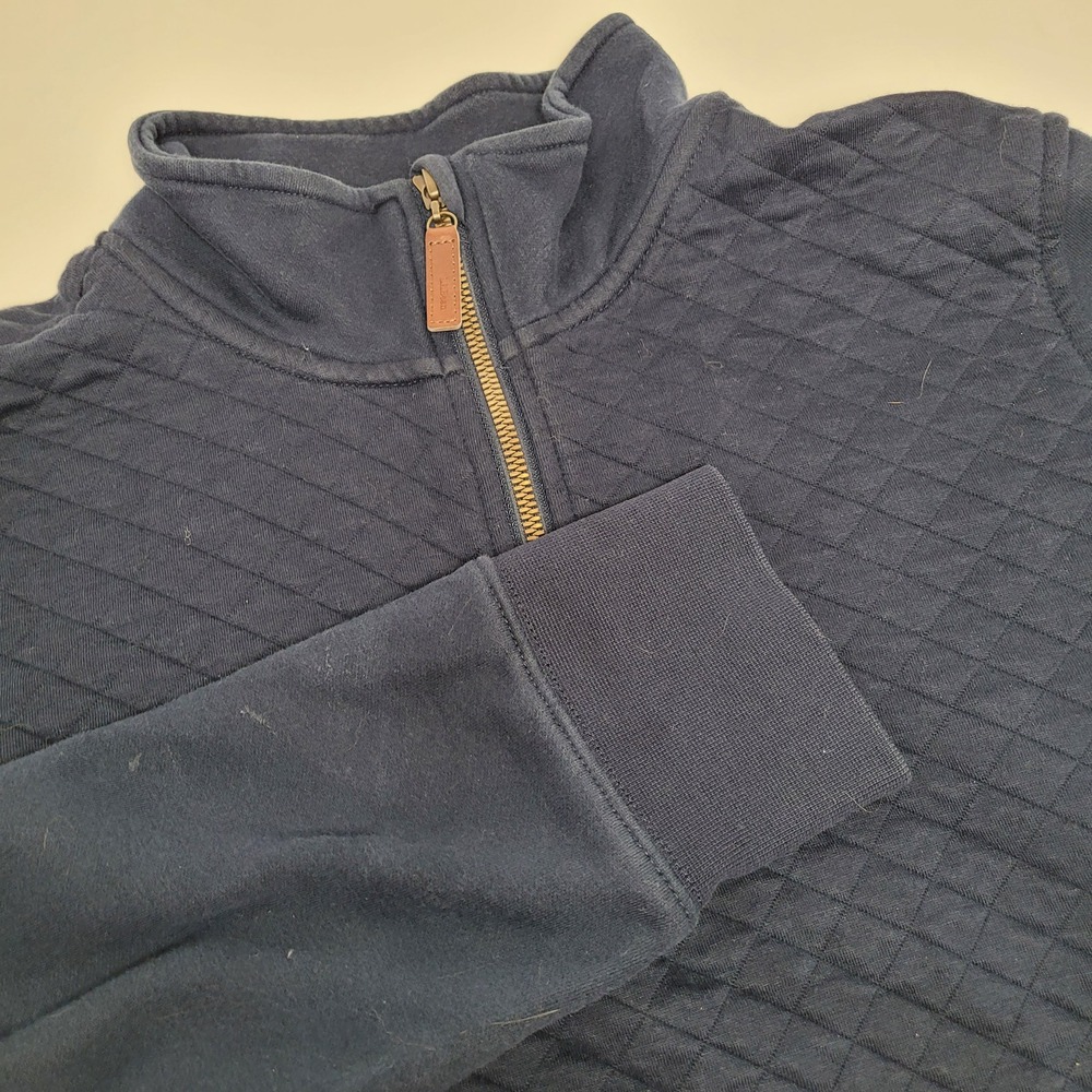 L.L.Bean Quarter-Zip Pullover Mens XL Navy Blue Excellent Quilted Mock Neck